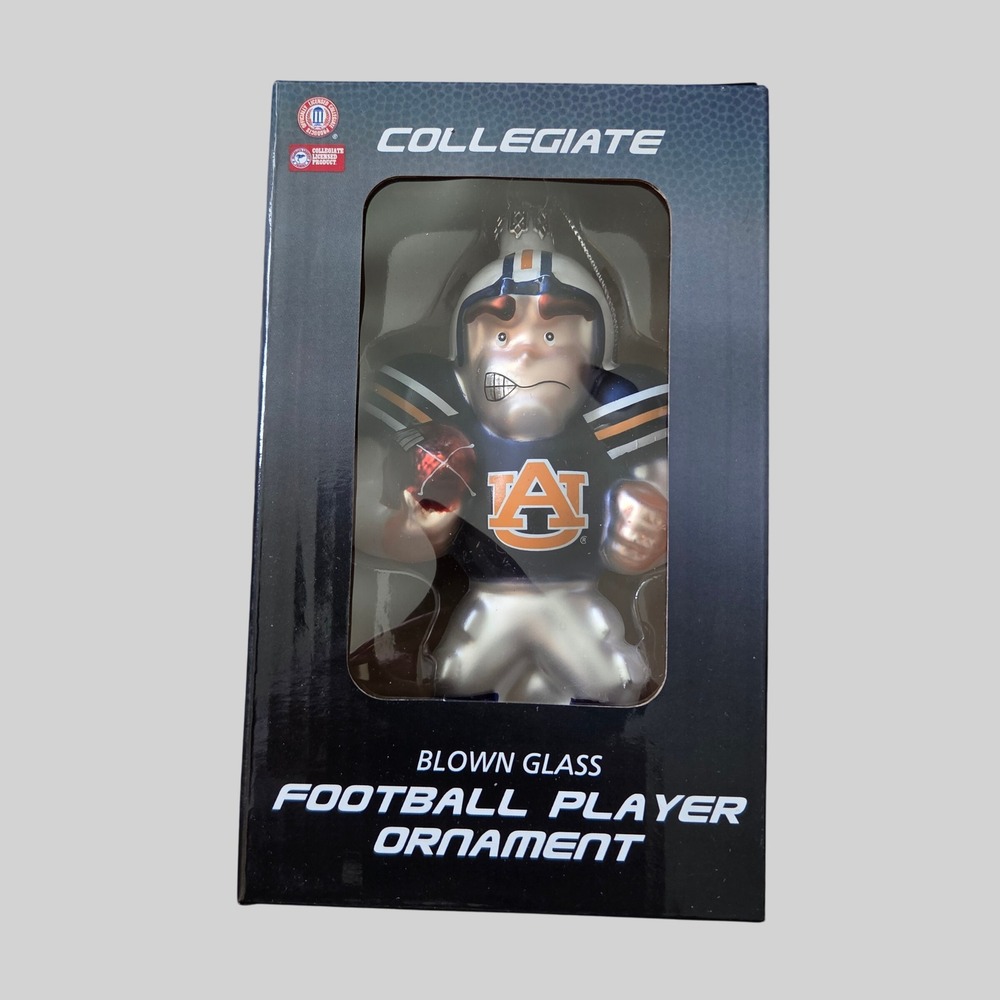 Auburn University Tigers Blown Glass Football Player Ornament Collegiate Team